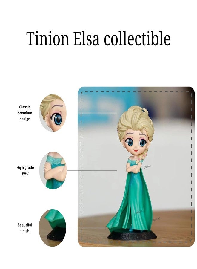 Tinion تينيون || مجسم الملكة إلسا (ديزني) إصدار خاص، مجسم مناسب للوحة القيادة في السيارة، أو كزينة، أو لتزيين الكيك، أو على مكتب العمل، أو طاولة الدراسة (عبوة من قطعة واحدة) (الارتفاع 16 سم) - Image 3
